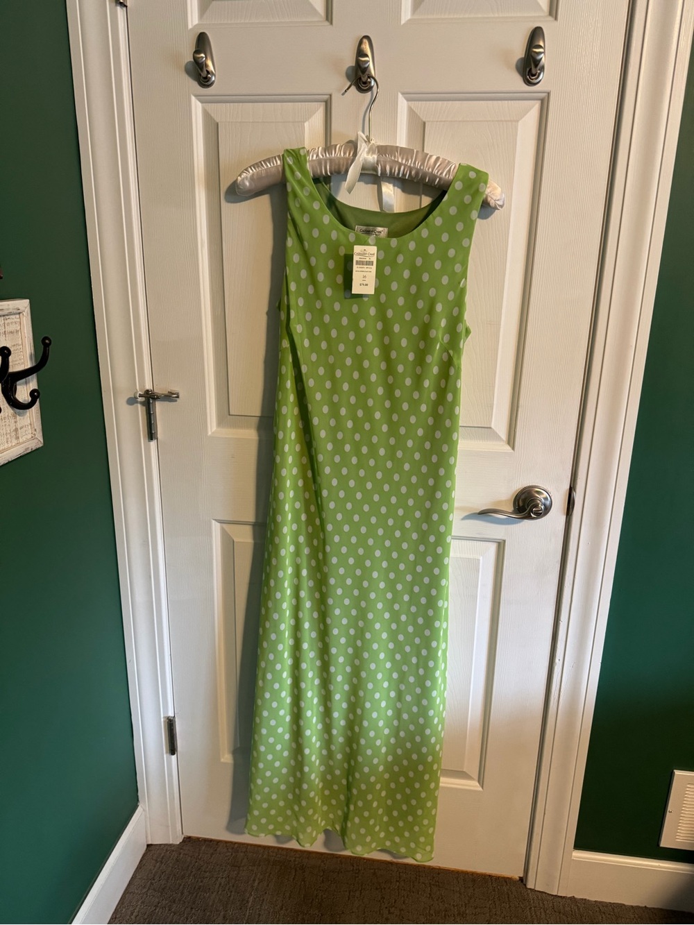 Coldwater Creek Lime Green Polka Dot Dress